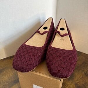 Rothy’s Women’s The Max Square Mary Jane Size 11.5 Wine Red Basketweave NEW Rare